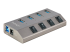 5G4AIBS-USB-HUB-EU - StarTech.com 4-Port Self-Powered USB-C Hub with Individual On/Off Switches, USB 3.0 5Gbps Expansion Hub w/Power Supply, Desktop/Laptop USB-C to USB-A Hub, 4x BC 1.2 (1.5A), USB Type C Hub - Vänster vinkel